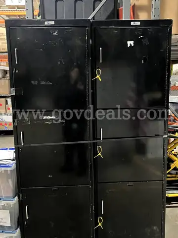 *Lot of 2 Lockers* 3 Door Heavy Duty Locker, 24"W x 24"D x 74"H, Black, All-Welded