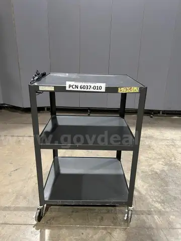 Cart, Storage, 3-Shelves, Metal, With Outlet, Metal, With Wheels