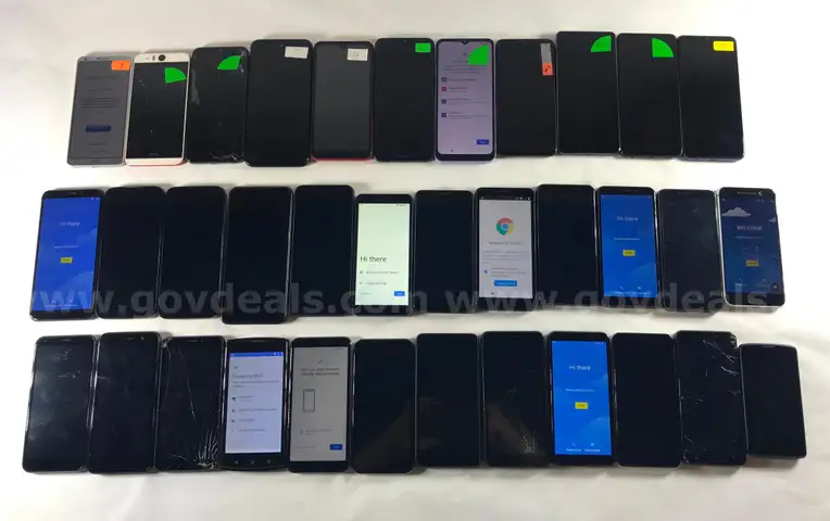 Lot of 35 Used Android Smartphones &#x2013; FRP Locked &#x2013; Mixed Brands &#x26; Models &#x2013; Grades A to C
