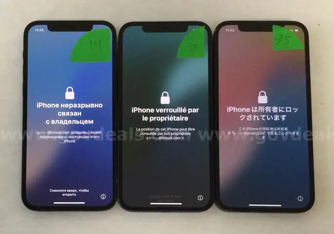 Lot of 3 Used Apple iPhones &#x2013; iPhone 12 &#x2013; 64GB &#x2013; Cloud Locked &#x2013; Sold AS-IS for Parts/Repair &#x2013; Grade B Units