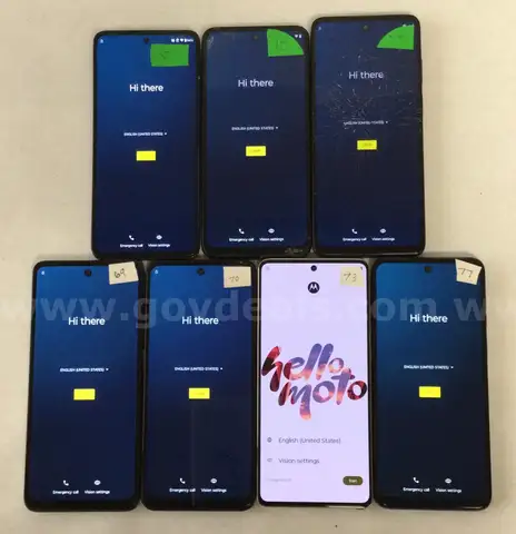 Lot of 7 Motorola Smartphones &#x2013; FRP Locked &#x2013; 2022&#x2013;2023 Models &#x2013; Sold AS-IS for Parts or Repair &#x2013; Grades A to C