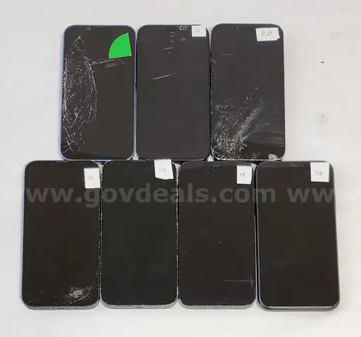 Lot of 7 Used Apple iPhones &#x2013; Mixed Models &#x2013; Locked &#x26; Cracked &#x2013; AS-IS for Parts, Repair, or Reuse &#x2013; Grades A to D
