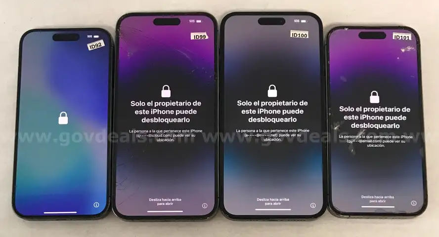Lot of (4) Apple iPhones &#x2013; Mixed Models (14 Pro,14 Pro Max, 15 Pro) &#x2014; Mixed Condition &#x2013; For Parts