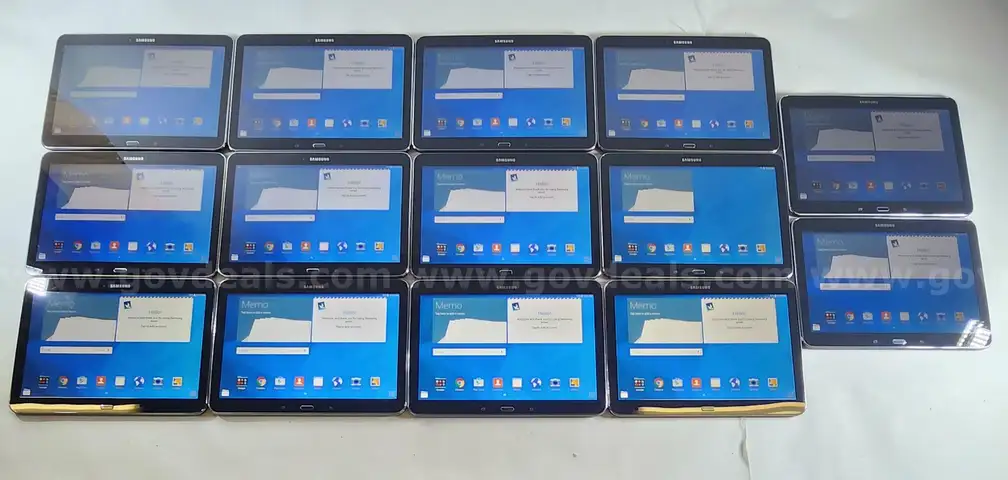 Lot of (14) Samsung Galaxy Tab 4 &#x2013; T530-NN &#x2013; Factory Reset &#x26; Activated &#x2013; For Parts/Repair