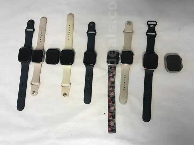 Lot of (9) Apple Watches &#x2013; Series 7, 8, 9, 10 &#x26; Ultra &#x2013; Mixed Sizes &#x2013; Grades A&#x2013;C