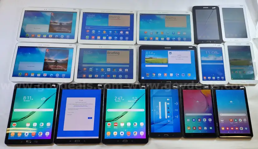 Lot of (16) Samsung Galaxy Tablets &#x2013; Mixed Models &#x2013; Reset/Activated &#x26; FRP &#x2013; Mixed Grades &#x2013; For Parts/Repair