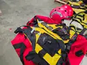 swift water rescue equipment Set of 2 helmets, 5 PFDs, 1 Floating throw rope bag, mesh gear bag