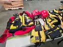 swift water rescue equipment Set of 2 helmets, 5 PFDs, 1 Floating throw rope bag, mesh gear bag