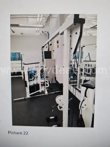 Forty four pieces of used exercise equipment fair condition or worse