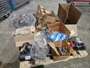 Pallet of new old stock fire truck parts starters, alternator, hydraulic pumps, steering pump, pto pump
