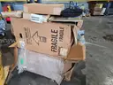 Pallet of Fire truck seats. 3 Complete air ride seats, one captain's chair, parts etc. Pierce