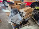 Pallet of Fire truck seats. 3 Complete air ride seats, one captain's chair, parts etc. Pierce