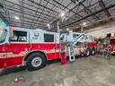 2003 Pierce Dash 95 foot mid mount aerial tower platform w/ aluminum body, NO BUCKET