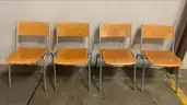 4 wood chairs with metal frame