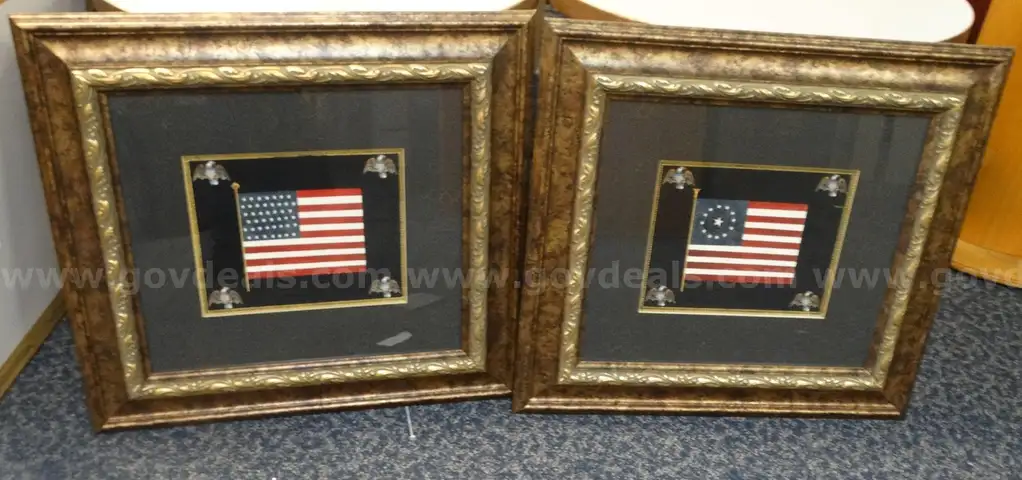 Five Pieces of Artwork in Frames - Used (Flag)