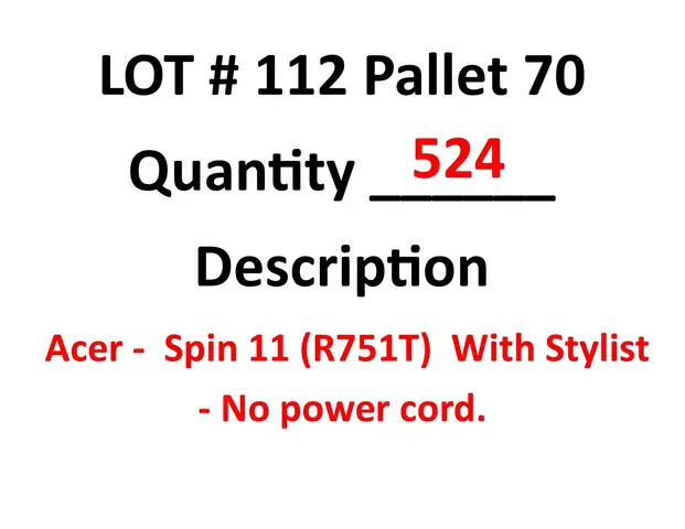 Lot 112 - Pallet 70 - 524ea Acer -  Spin 11 (R751T)  With Stylist - No power cord.