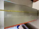 Rolling metal cabinet. About 65&#x22; tall, 26&#x22; deep, and 37&#x22; wide.