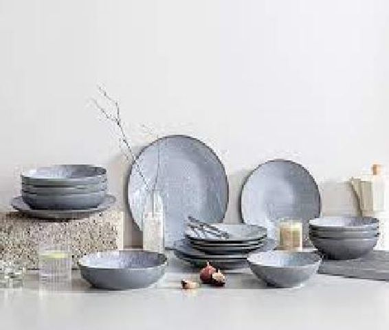 vancasso Karst Reactive Glaze Dinner Sets, Stoneware Vintage Look Grey ...