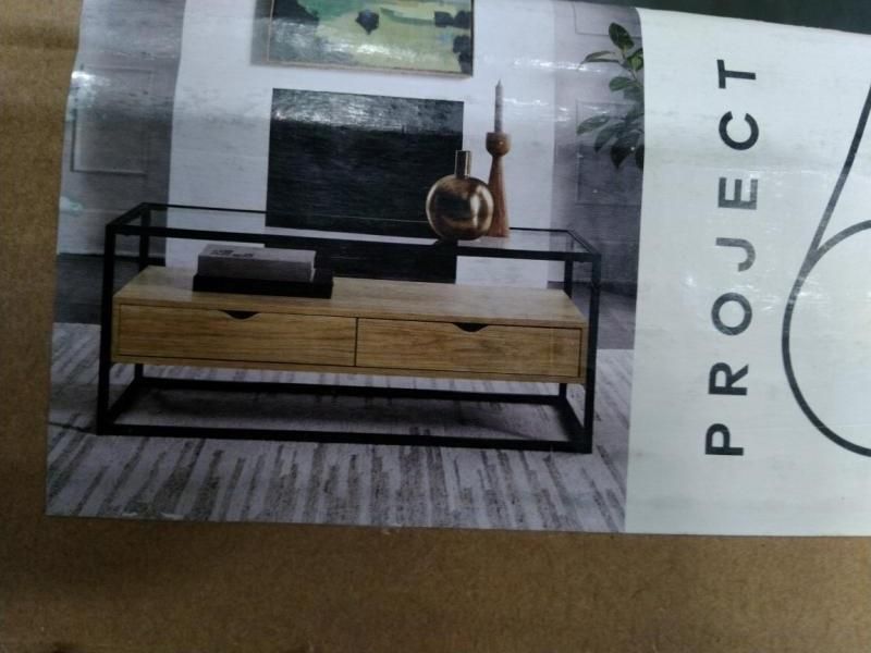 Ada mixed material coffee table with glass top sales
