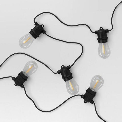 Drop Socket Solar LED String Lights with Edison Bulbs Black Wire ...