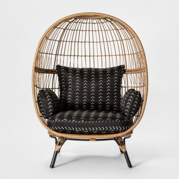 Southport Vee Stripe Patio Egg Chair Black White Opalhouse AllSurplus Phoenix