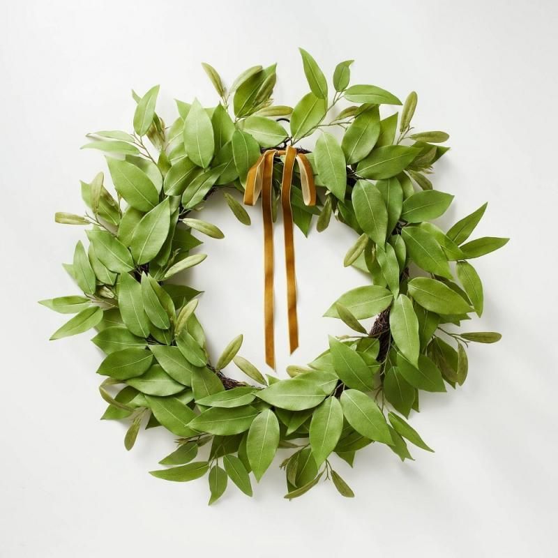 Wire Wreath Faux Eucalyptus popular & Velvet Ribbon, Threshold with Studio McGee