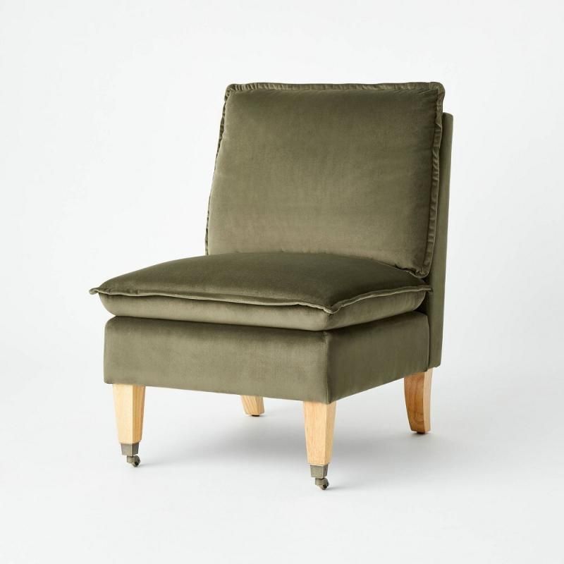 Green velvet deals slipper chair