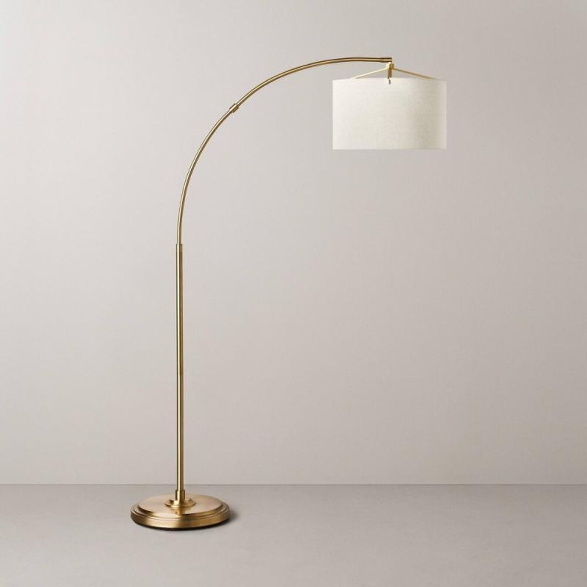 Arched Brass Floor Lamp with Textured Drum Shade - Hearth & Hand™ with ...