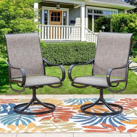 2pk Patio Swivel Rocking Chairs Black - Captiva Designs | AllSurplus ...