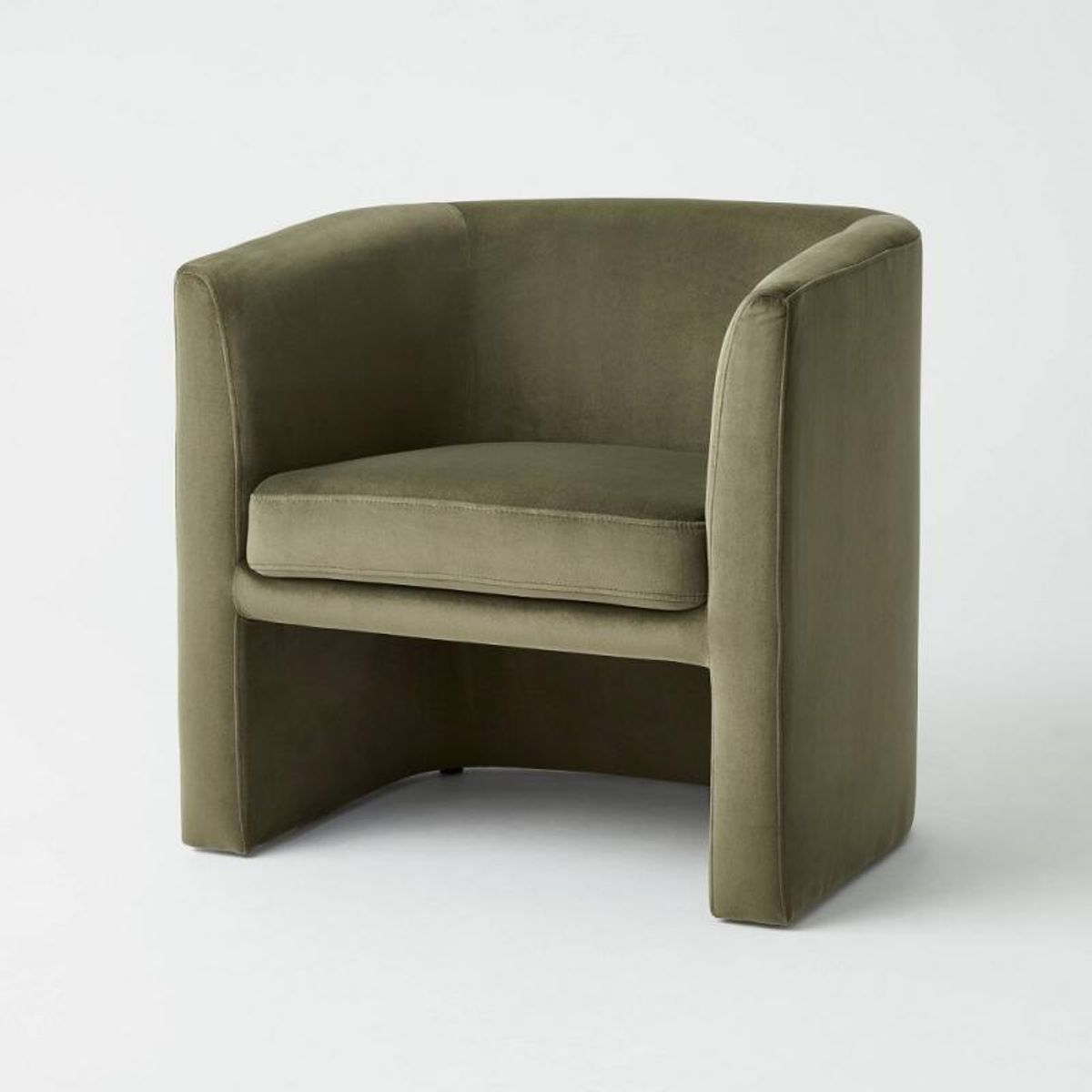 Vernon Upholstered Barrel Accent Chair Olive Velvet - Threshold ...