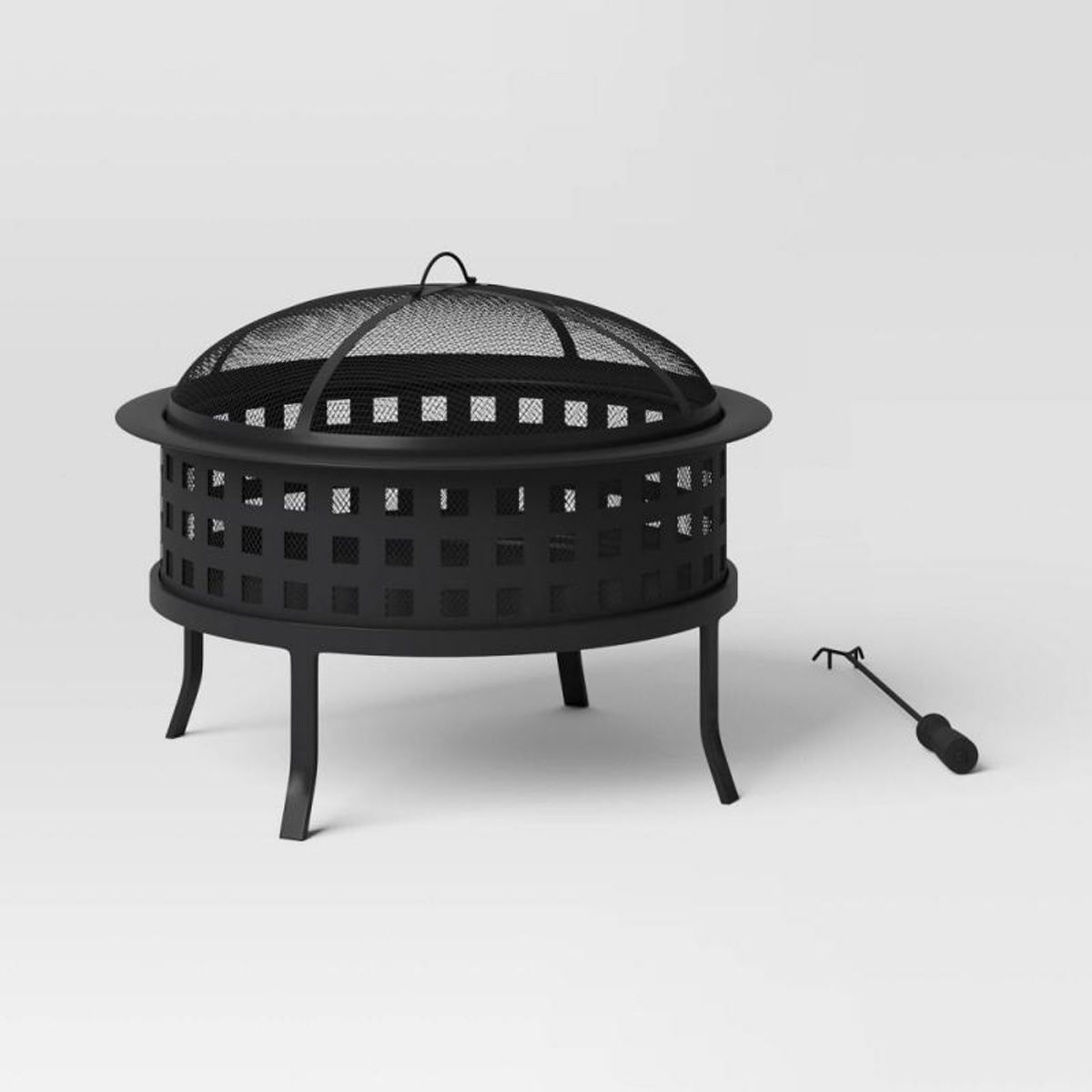 Metal Lattice Wood Burning Round Outdoor Fire Pit, Black - Threshold ...