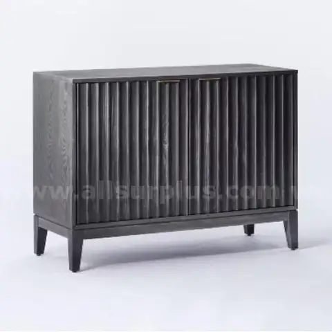 Thousand Oaks Wood Scalloped 2 Door Cabinet Black - Threshold designed with Studio McGee