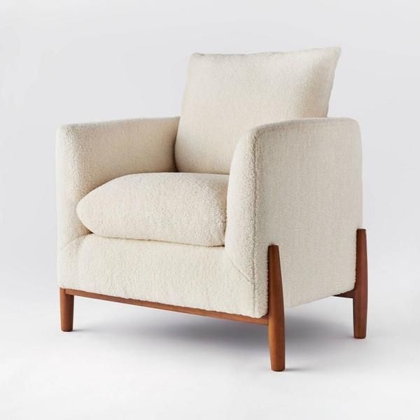 esters wood arm chair sherpa