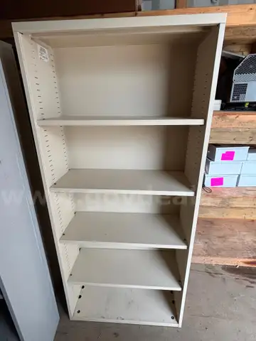 Beige metal 5 shelf bookshelf
