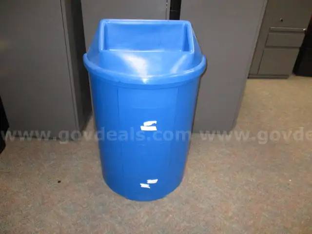 blue recycling bins