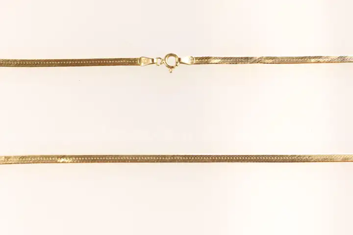 14K Yellow Gold Herringbone Design Necklace, 5.3 Grams