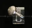 18K White Gold Dome Design Ring With Diamonds, 5.4 Grams