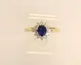 14K Yellow Gold Ring With Sapphire &#x26; Diamond&#x27;s, 3.6 Grams