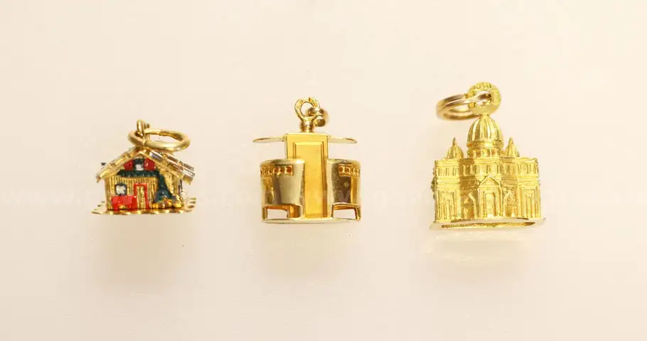 3 Assorted 18K Yellow Gold Charms, 9.9 Grams