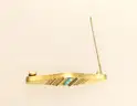 21K Yellow Gold Filigree Design Brooch With Turquoise Stones, 5.0 Grams