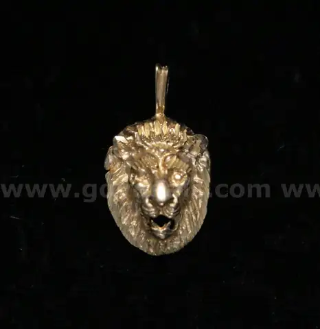 14K Yellow Gold Lion&#x27;s Head Design Pendant, 4.2 Grams