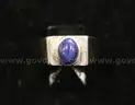 14K White Gold Ring With Blue Star Sapphire, 7.2 Grams