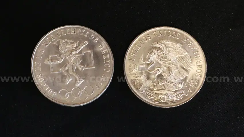 100- 1968, 25 Pesos Silver Juegos De La XIX Olimpiada Mexico Coins, 2,250.0 Gram