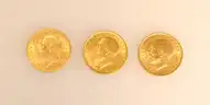 3 Assorted Year British Gold Sovereign King George V Coins, 23.7 Grams