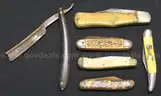 24 Assorted Brand Pocket Knives &#x26; 1 Straight Edge Razor