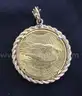1927 U.S. St Gaudens $20 Gold Coin In 14K Y/G Rope Bezel, 43.1 Grams