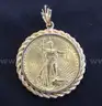 1927 U.S. St Gaudens $20 Gold Coin In 14K Y/G Rope Bezel, 43.1 Grams