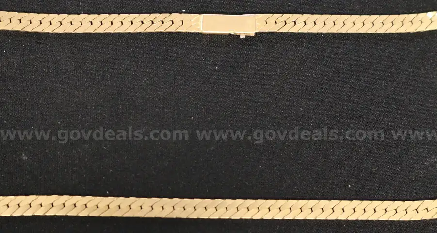 14k Yellow Gold Herringbone Necklace, 26.4 Grams