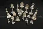21 Assorted Sterling Silver Hindu Idols &#x26; 9 Silver Pedestals, 992.3 Grams Total
