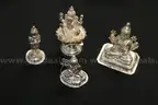 21 Assorted Sterling Silver Hindu Idols &#x26; 9 Silver Pedestals, 992.3 Grams Total